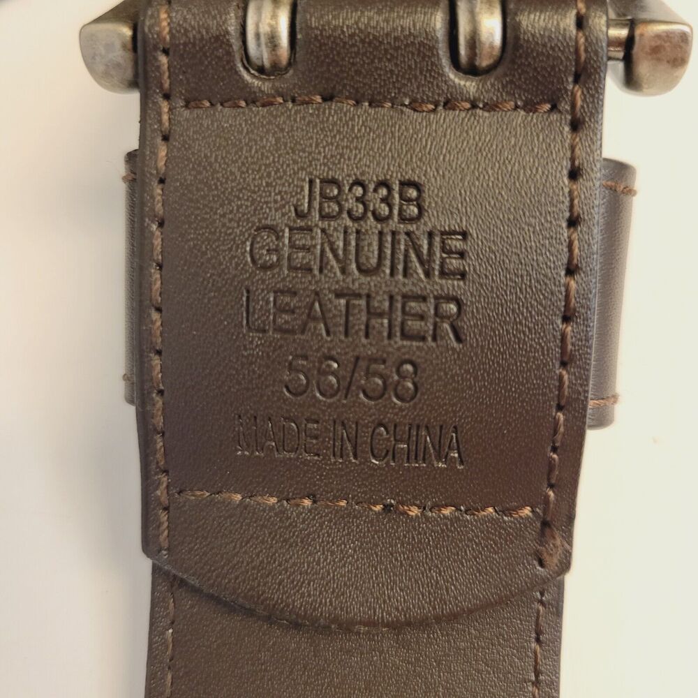 Genuine Leather King Size 56/58 Brown Double Prong Mens Belt - Picture 7 of 10